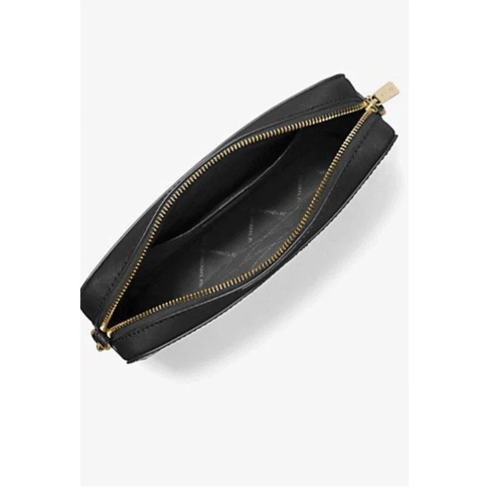 Michael Kors Jet Set Item Large East West Black Gold Crossbody Bag $378